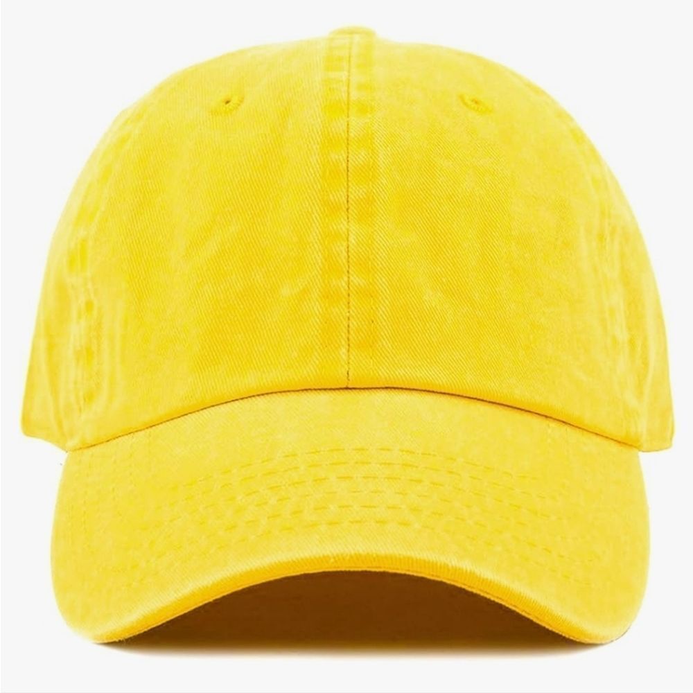 ☔️🩵NWT Yellow Unisex Cotton Low Profile Adjustable Baseball Hat - Picture 2 of 12